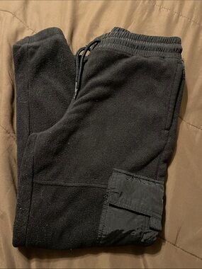 Boys Black Fleece Jogger Pants - Comfortable Casual Wear, size L 10-12 Husky